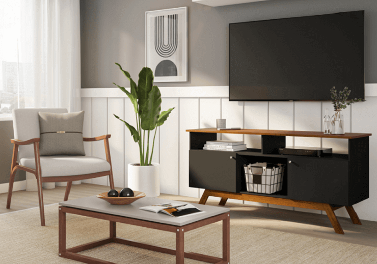 Sala com sofá e poltronas