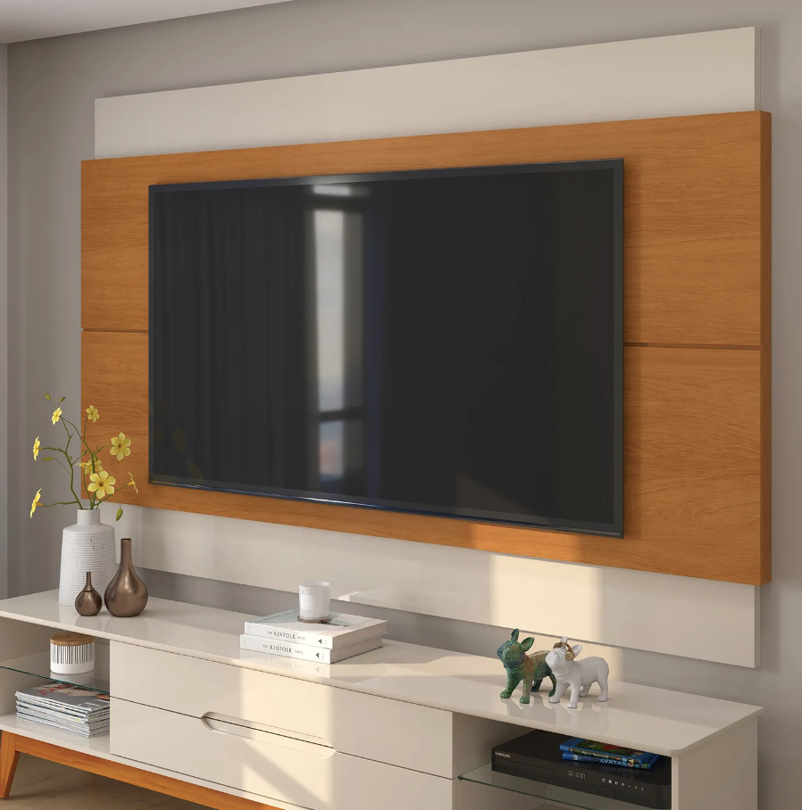Combine a proporção do painel de TV com o tamanho do rack da sala. 