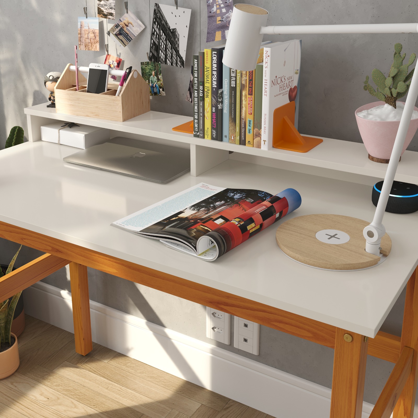 Escrivaninha Califórnia, da Minha Loja De Móveis. Estação de trabalho organizada.