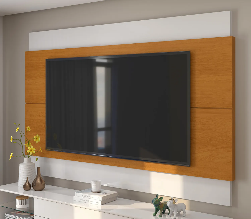 painel com aparelho de tv na sala